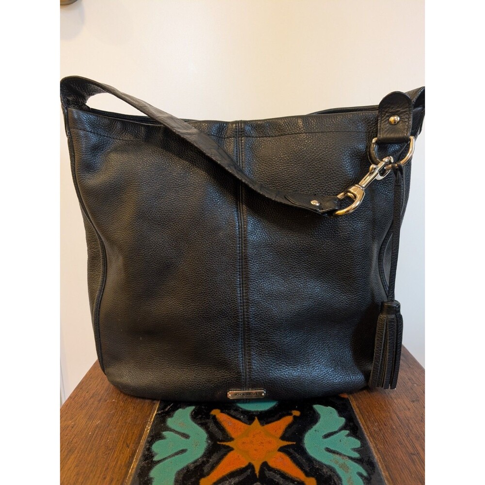 Coach Park Avery F23309 Hobo Slouchy Shoulder Bag Pebbled Leather Black Tassel